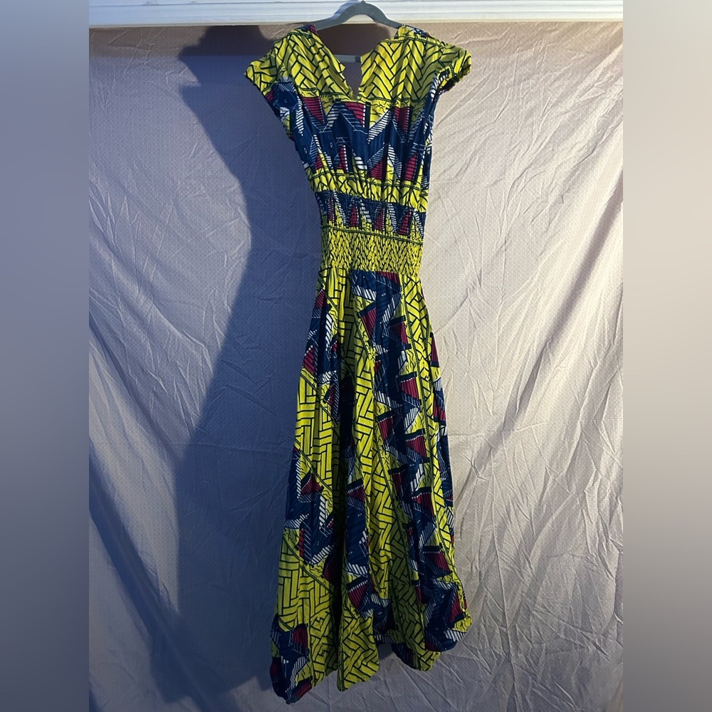 African Print Vibrant Multicolor Maxi Dress - Picture 3 of 4
